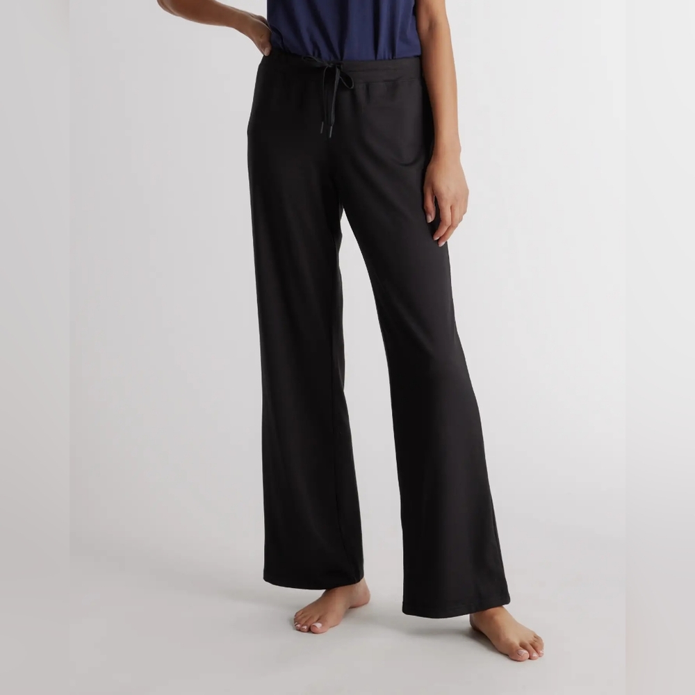 NEW Quince Flowknit Ultra-Soft Performance Wide Leg Pant Black Sz M